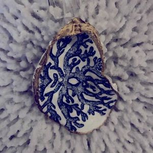 Oyster Shell ornament / sun catcher blue coral